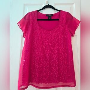 Calvin Klein Jeans Hot Pink T-shirt With Sequin Under Layer